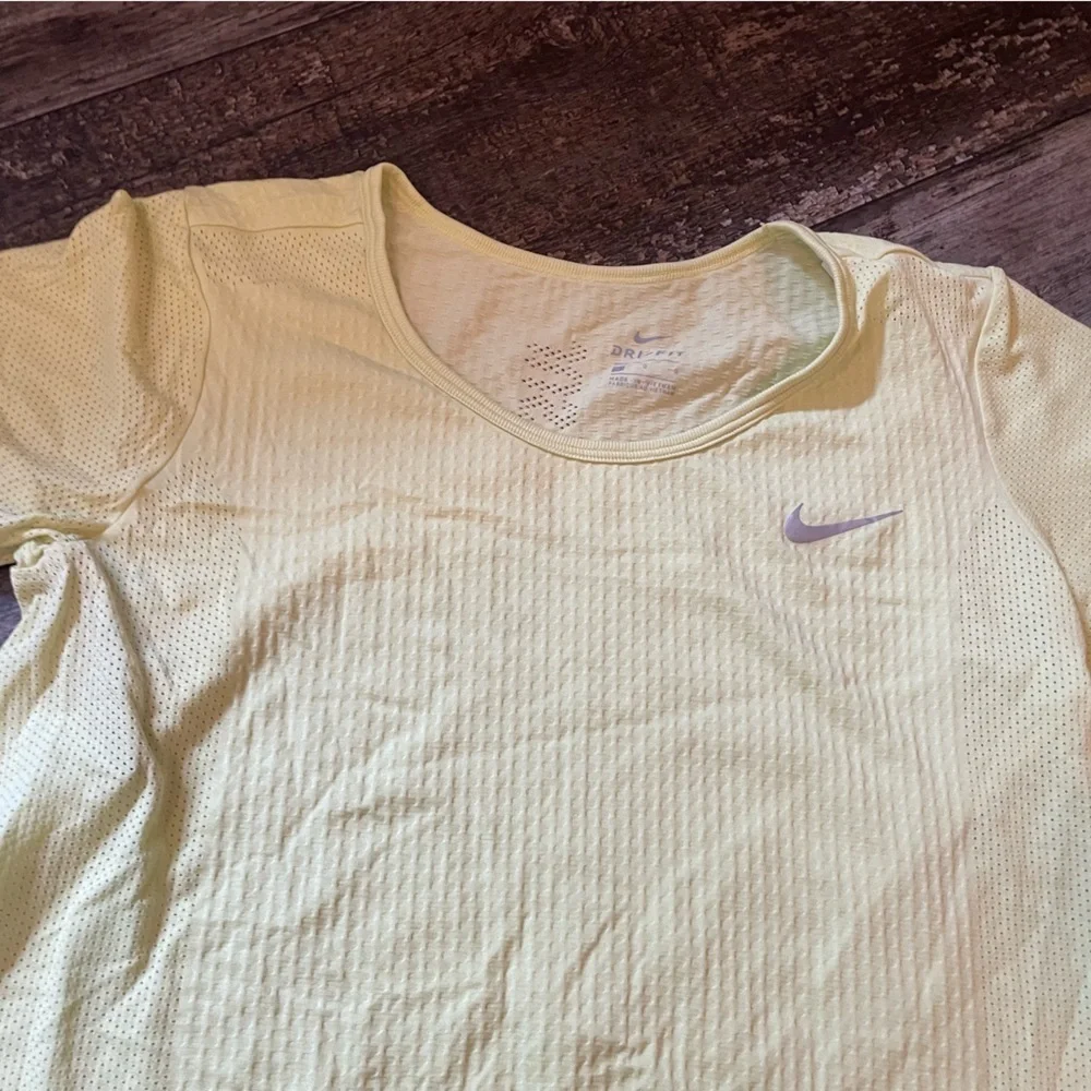 Nike Lemon Yellow Mesh Tee NWT Super Cute! Says let’s do it down the back!